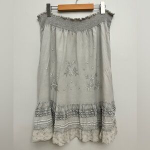 Solitaire Boho Cottagecore Embroidered Skirt, Size XL